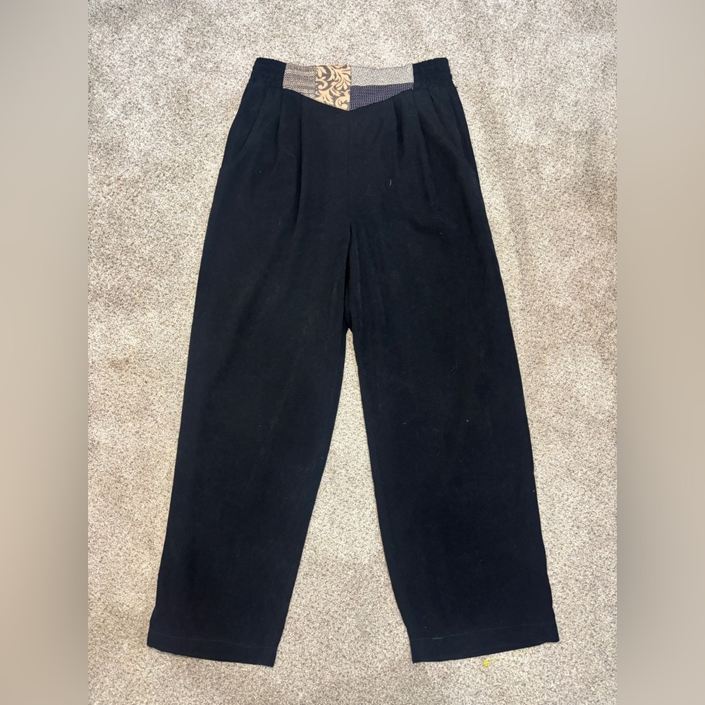 Vintage Saint Germain Paris Tapered Leg Straight Elastic Waist Pull On Y2K pants